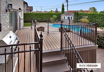 Patio with inground pool by Patio Design inc.