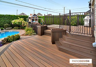 Patio with inground pool by Patio Design inc.