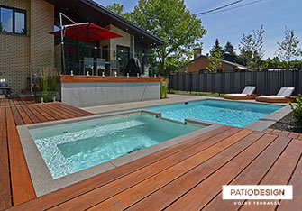 Patio with inground pool by Patio Design inc.