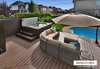 Patio with inground pool by Patio Design inc.