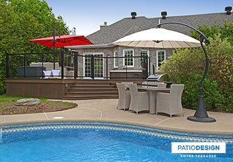 Patio with inground pool by Patio Design inc.